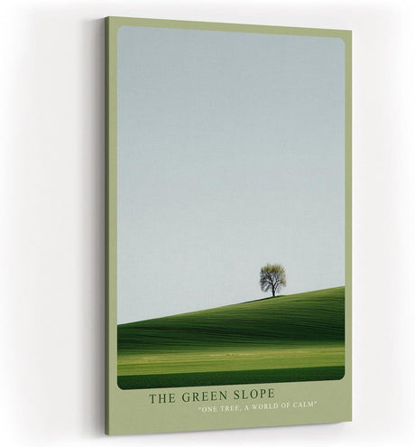 Paul Sinus Wandbild in 40x60cm einzelner Baum auf grüner Hügellandschaft – minimalistisches Naturmotiv für moderne Raumgestaltung