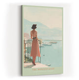 Paul Sinus Wandbild in 40x60cm elegante Frau mit Blick auf Yachthafen von Monaco in pastelligen Farben – stilvolles Retro-Reiseposter für zeitlose Wohnakzente