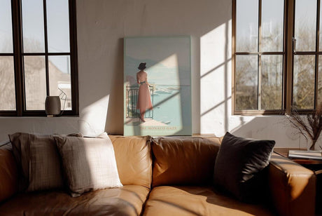 Paul Sinus Wandbild in 40x60cm elegante Frau mit Blick auf Yachthafen von Monaco in pastelligen Farben – stilvolles Retro-Reiseposter für zeitlose Wohnakzente