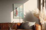 Paul Sinus Wandbild in 40x60cm elegante Frau mit Blick auf Yachthafen von Monaco in pastelligen Farben – stilvolles Retro-Reiseposter für zeitlose Wohnakzente