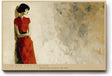 Paul Sinus Wandbild 120x80cm elegante Frau rotes Kleid moderne Figurenmalerei minimalistische Kunst grosses Kunstbild stilvolle Wanddekoration fuer Wohnzimmer Büro