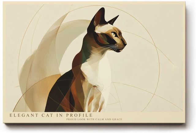 Paul Sinus Wandbild 120x80cm elegante Katze Profil moderne Tierkunst minimalistische Linien warme Naturfarben Kunstdruck stilvolle Wanddekoration fuer Wohnzimmer Schlafzimmer Büro