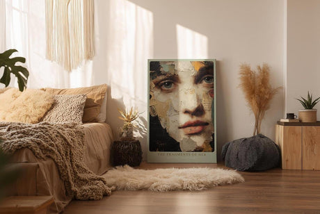 Paul Sinus Wandbild in 40x60cm fragmentiertes Frauenporträt in Mixed-Media-Technik – ausdrucksstarkes Kunstmotiv für moderne Wohnund Galerieräume