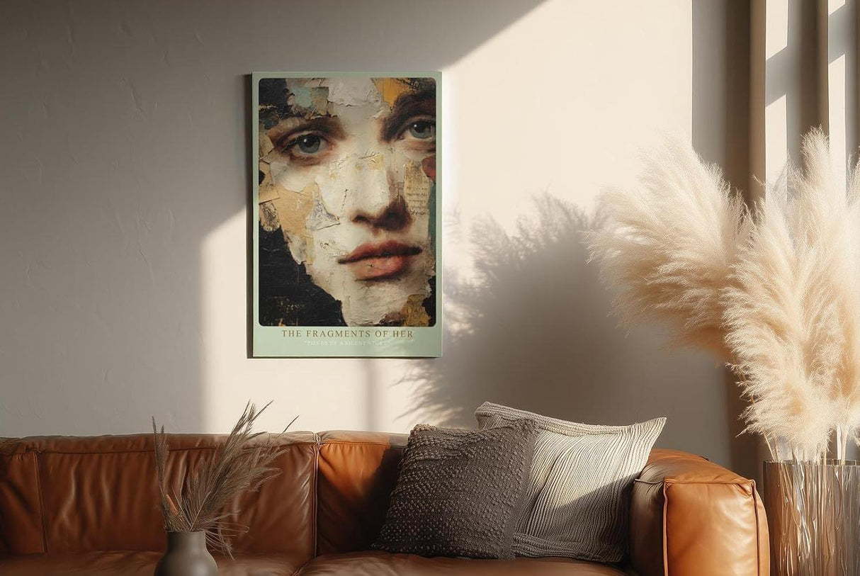 Paul Sinus Wandbild in 40x60cm fragmentiertes Frauenporträt in Mixed-Media-Technik – ausdrucksstarkes Kunstmotiv für moderne Wohnund Galerieräume
