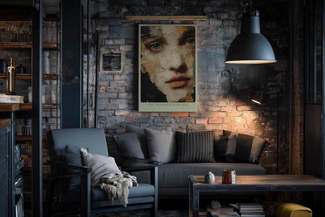 Paul Sinus Wandbild in 40x60cm fragmentiertes Frauenporträt in Mixed-Media-Technik – ausdrucksstarkes Kunstmotiv für moderne Wohnund Galerieräume