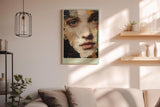 Paul Sinus Wandbild in 40x60cm fragmentiertes Frauenporträt in Mixed-Media-Technik – ausdrucksstarkes Kunstmotiv für moderne Wohnund Galerieräume