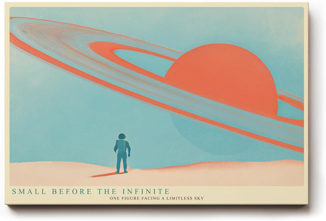 Paul Sinus Wandbild 120x80cm futuristische Landschaft Planet Saturn modern minimalistische Weltraum Kunst grosses Science Fiction Kunstbild Wanddekoration fuer Wohnzimmer Büro