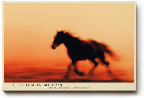 Paul Sinus Wandbild 120x80cm galoppierendes Pferd Silhouette im Sonnenuntergang dynamische Tier Fotokunst in warmen Orangetönen modernes Pferdebild für Wohnzimmer Büro