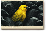 Paul Sinus Wandbild 120x80cm gelber Vogel Kontrast schwarz Tierkunst modern Kunstdruck grosses Kunstbild ausdrucksstarke Wanddekoration fuer Wohnzimmer Büro Flur