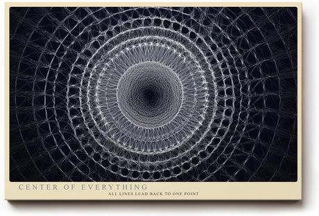 Paul Sinus Wandbild 120x80cm geometrisches Mandala abstrakte Linienkunst schwarz weiss modernes Design Wanddekoration fuer Wohnzimmer Büro
