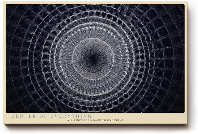 Paul Sinus Wandbild 120x80cm geometrisches Mandala abstrakte Linienkunst schwarz weiss modernes Design Wanddekoration fuer Wohnzimmer Büro