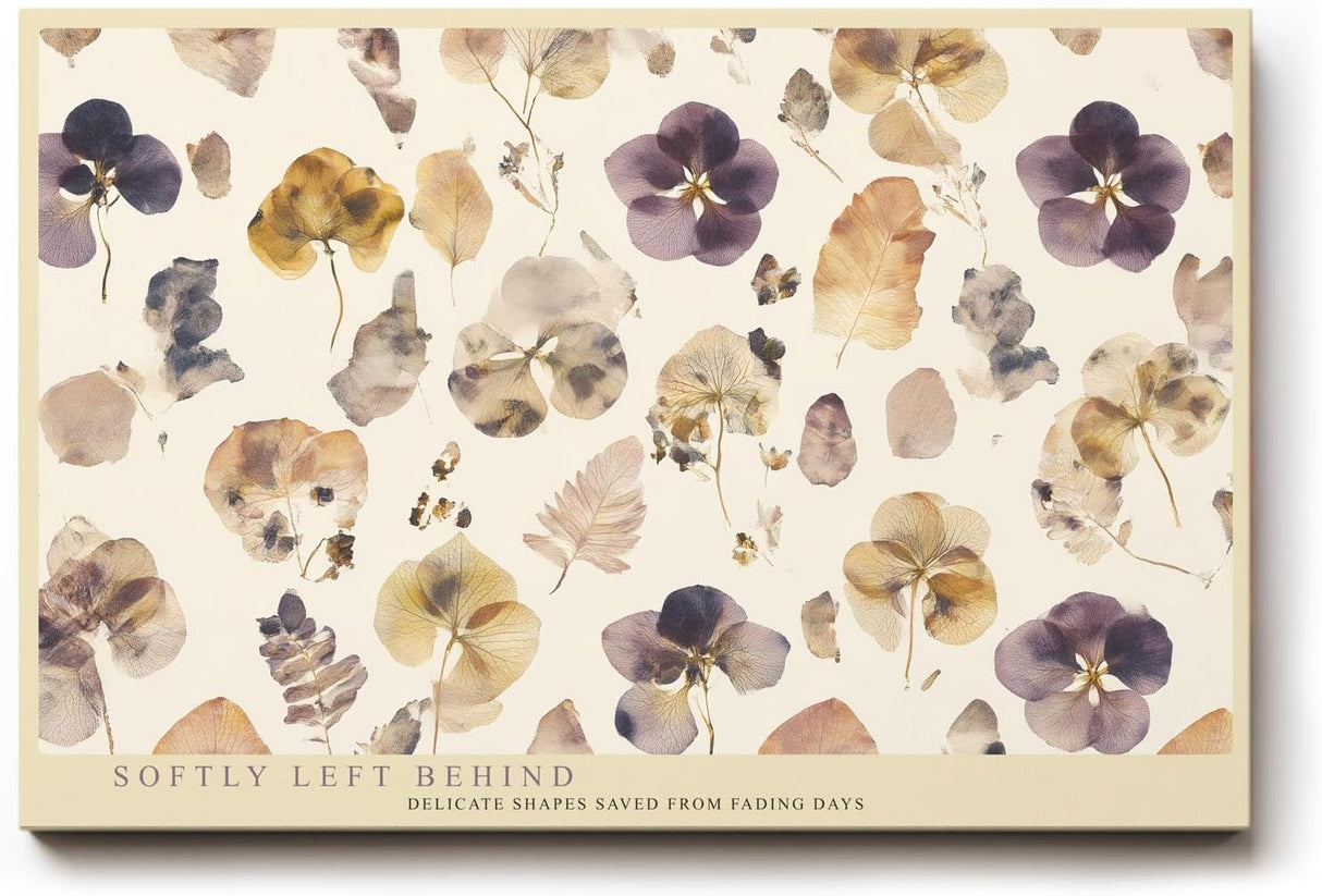 Paul Sinus Wandbild 120x80cm gepresste Blumen botanische Illustration vintage Naturkunst beige braun florales Muster moderne Wanddekoration fuer Wohnzimmer