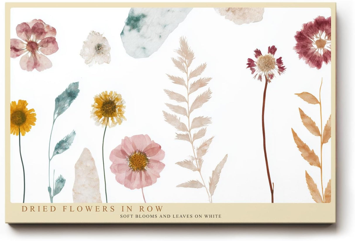Paul Sinus Wandbild 120x80cm getrocknete Blumen botanische Illustration moderne Naturkunst Pastellfarben Kunstdruck stilvolle Wanddekoration fuer Wohnzimmer Schlafzimmer