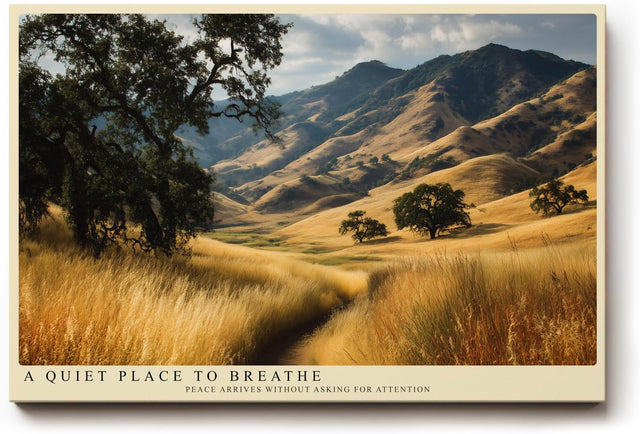 Paul Sinus Wandbild 120x80cm goldene Landschaft Natur Fotokunst moderne Berglandschaft Kunstdruck grosses Wandbild 120x80cm ruhige Wanddekoration fuer Wohnzimmer Büro