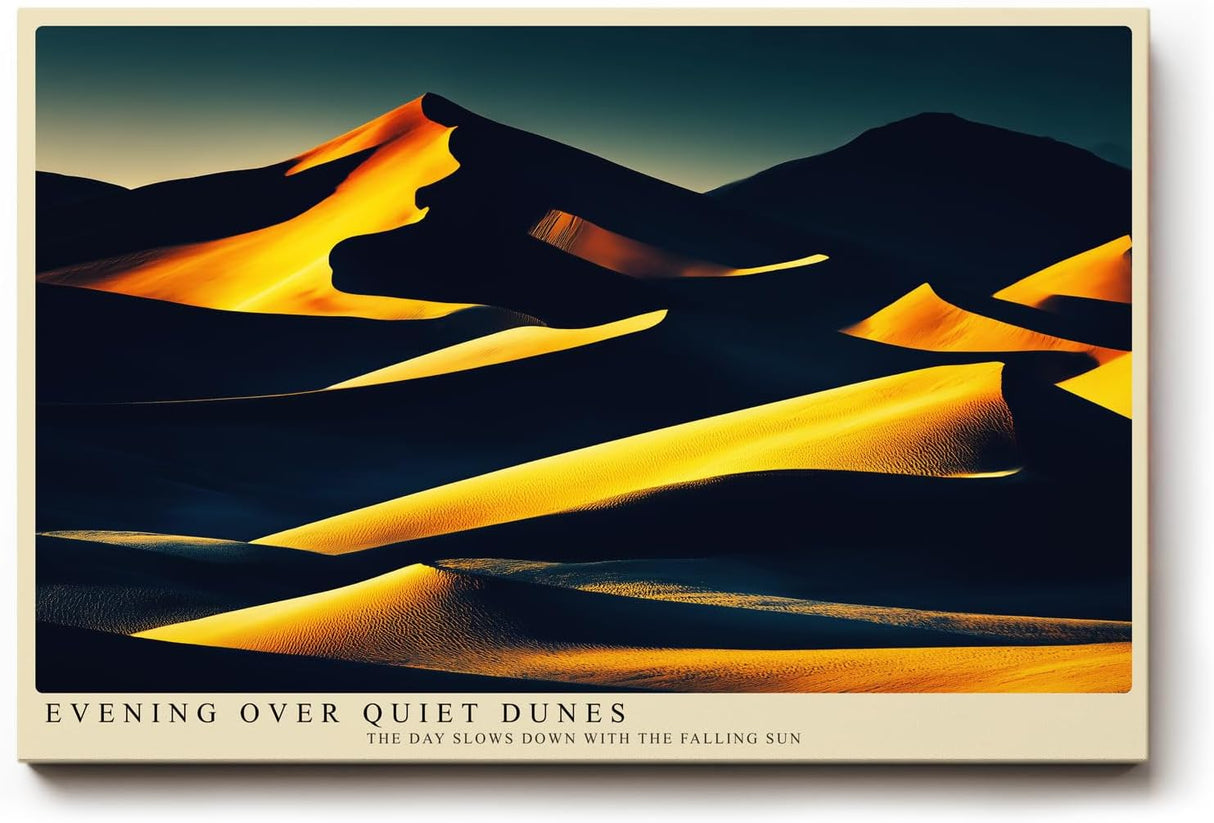 Paul Sinus Wandbild 120x80cm goldene Wüstendünen Landschaft bei Sonnenuntergang dramatische Natur Fotokunst warmes Kunstbild für Wohnzimmer Büro