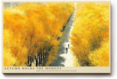 Paul Sinus Wandbild 120x80cm goldener Herbstwald Landschaft Kunst gelbe Bäume moderner Naturstil Flur
