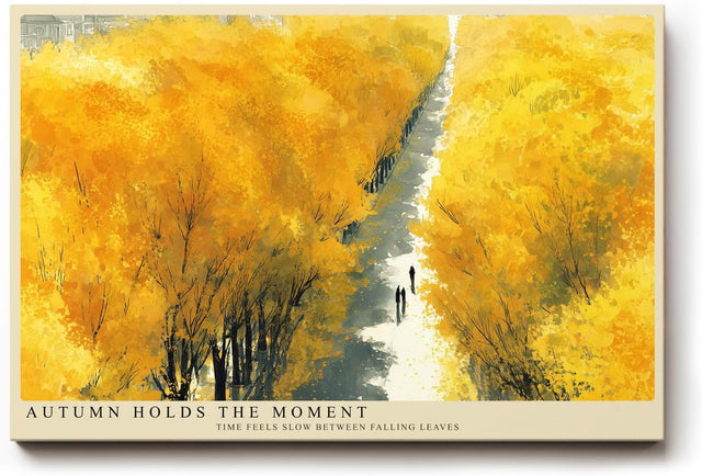 Paul Sinus Wandbild 120x80cm goldener Herbstwald Landschaft Kunst gelbe Bäume moderner Naturstil Flur