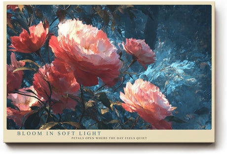 Paul Sinus Wandbild 120x80cm grosse Blumen Malerei romantische Blueten Kunst blau rosa impressionistisches Blumenbild stilvolle Wanddekoration fuer Wohnzimmer