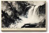 Paul Sinus Wandbild 120x80cm grosser Wasserfall abstrakte Naturmalerei schwarz weiss dramatische Landschaftskunst modernes Kunstbild Wanddekoration fuer Wohnzimmer Büro