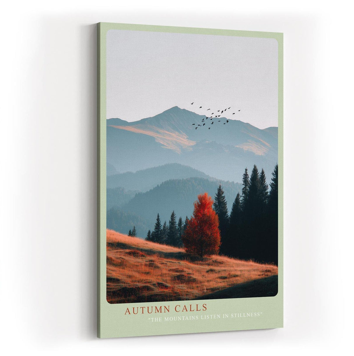 Paul Sinus Wandbild in 40x60cm herbstliche Berglandschaft mit rotem Baum – stimmungsvolles Naturmotiv für gemütliche Wohnräume