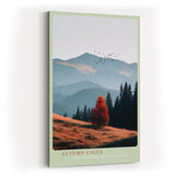 Paul Sinus Wandbild in 40x60cm herbstliche Berglandschaft mit rotem Baum – stimmungsvolles Naturmotiv für gemütliche Wohnräume