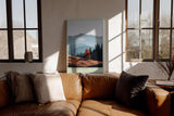 Paul Sinus Wandbild in 40x60cm herbstliche Berglandschaft mit rotem Baum – stimmungsvolles Naturmotiv für gemütliche Wohnräume