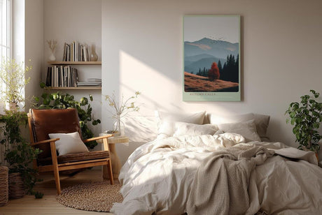 Paul Sinus Wandbild in 40x60cm herbstliche Berglandschaft mit rotem Baum – stimmungsvolles Naturmotiv für gemütliche Wohnräume