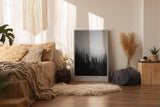 Paul Sinus Wandbild in 80x120cm The Falling Silence – Minimalistische Kunst mit vertikalen Farbverläufen in Schwarz und Grau