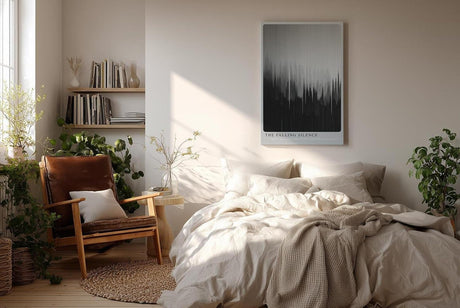 Paul Sinus Wandbild in 80x120cm The Falling Silence – Minimalistische Kunst mit vertikalen Farbverläufen in Schwarz und Grau