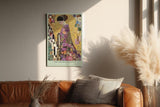 Paul Sinus Wandbild in 80x120cm The Golden Silence – kunstvolles Porträt im goldenen Mosaikstil mit floralen Ornamenten für stilvolle Raumgestaltung