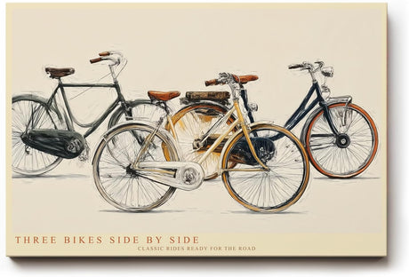 Paul Sinus Wandbild 120x80cm klassische Fahrraeder Illustration Vintage Stil moderne Kunst Kunstdruck stilvolle Wanddekoration fuer Wohnzimmer Flur Büro Fahrradliebhaber
