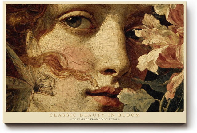 Paul Sinus Wandbild 120x80cm klassische Frauenportrait Kunst Blumen Renaissance Stil Kunstdruck grosses Wandbild 120x80cm elegante Wanddekoration fuer Wohnzimmer Büro