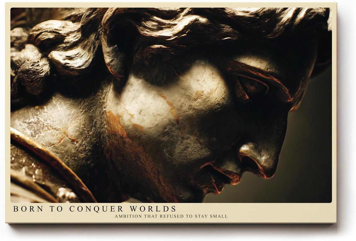 Paul Sinus Wandbild 120x80cm klassische Skulptur Portrait antike Statue Kunst gold braun Renaissance Stil grosses Kunstbild elegante Wanddekoration fuer Wohnzimmer Büro Bibliothek