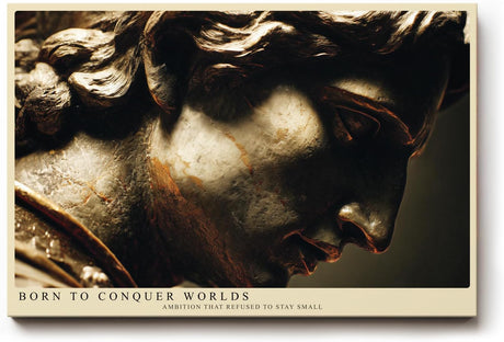 Paul Sinus Wandbild 120x80cm klassische Skulptur Portrait antike Statue Kunst gold braun Renaissance Stil grosses Kunstbild elegante Wanddekoration fuer Wohnzimmer Büro Bibliothek