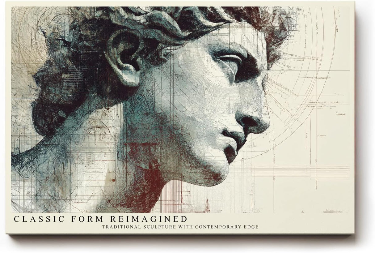 Paul Sinus Wandbild 120x80cm klassische Skulptur Portrait modern Kunst David Stil Kunstdruck grosses Kunstbild elegante Wanddekoration fuer Wohnzimmer Büro