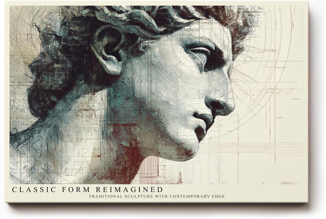 Paul Sinus Wandbild 120x80cm klassische Skulptur Portrait modern Kunst David Stil Kunstdruck grosses Kunstbild elegante Wanddekoration fuer Wohnzimmer Büro