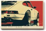 Paul Sinus Wandbild 120x80cm klassischer Sportwagen Heckansicht Retro Auto Kunst moderne Illustration Kunstdruck stilvolle Wanddekoration fuer Wohnzimmer Büro Garage