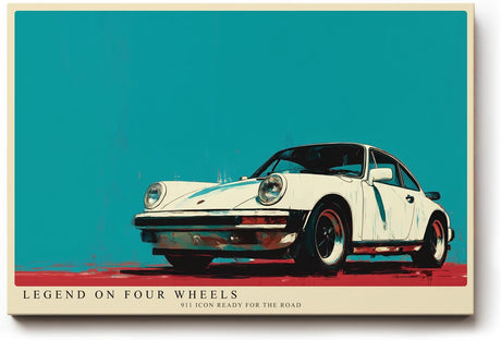Paul Sinus Wandbild 120x80cm klassischer Sportwagen Illustration retro Auto Kunst modernes Fahrzeug Poster stilvolle Wanddekoration für Wohnzimmer Büro Garage