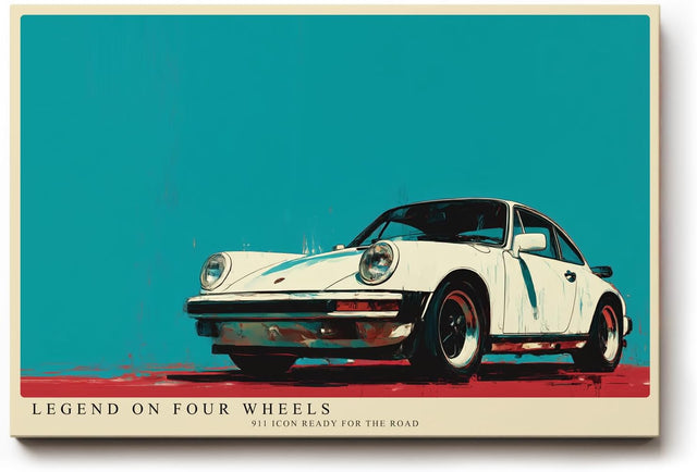 Paul Sinus Wandbild 120x80cm klassischer Sportwagen Illustration retro Auto Kunst modernes Fahrzeug Poster stilvolle Wanddekoration für Wohnzimmer Büro Garage