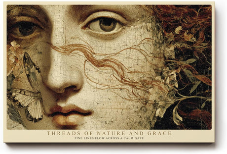 Paul Sinus Wandbild 120x80cm klassisches Frauenportrait Schmetterling Naturkunst vintage Stil Kunstdruck grosses Wandbild 120x80cm elegante Wanddekoration fuer Wohnzimmer Büro