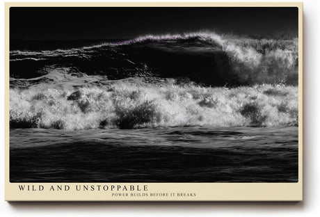 Paul Sinus Wandbild 120x80cm kraftvolle Meereswelle schwarz weiss Natur Fotokunst dramatische Ozean Landschaft moderner Kunstdruck