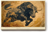 Paul Sinus Wandbild 120x80cm kraftvoller Stier abstrakte Tierkunst in warmen Braun Gold Toenen dynamische Leinwand Wanddekoration modernes Kunstbild fuer Wohnzimmer Büro