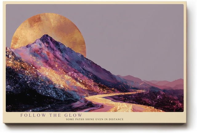 Paul Sinus Wandbild 120x80cm leuchtende Berglandschaft abstrakte Natur Kunst lila gold moderner Kunstdruck Landschaft Bild kreative