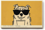 Paul Sinus Wandbild 120x80cm lustiger Hund Illustration modern Pop Art Stil gelb schwarz Tierbild humorvolle Wanddekoration für Wohnzimmer Küche Büro