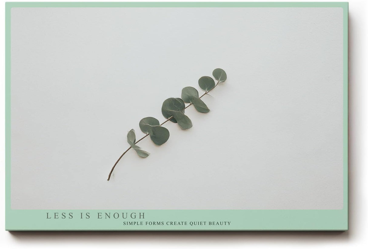 Paul Sinus Wandbild 120x80cm minimalistische Eukalyptus Pflanze moderne botanische Naturkunst dezente gruene Wanddekoration fuer Wohnzimmer Büro