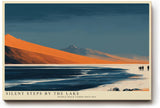 Paul Sinus Wandbild 120x80cm minimalistische Landschaft See Berge orange Dünen modernes Natur Panorama ruhige Atmosphäre stilvolle