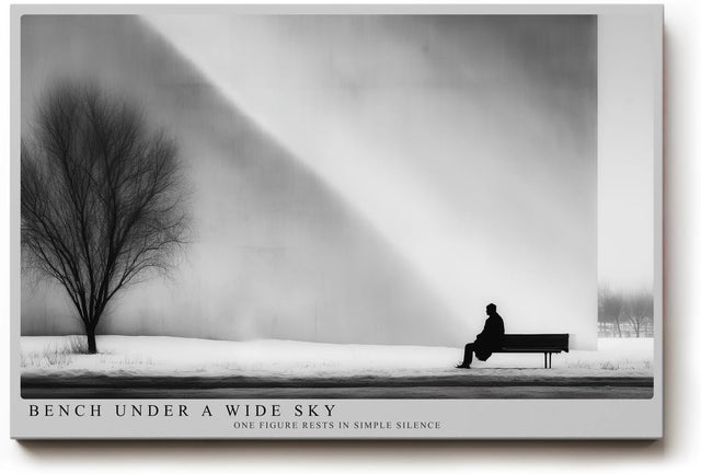 Paul Sinus Wandbild 120x80cm minimalistische Winterlandschaft schwarz weiss Fotokunst modern Kunstdruck grosses Kunstbild ruhige Wanddekoration fuer Wohnzimmer Büro Flur