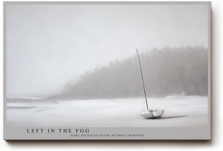 Paul Sinus Wandbild 120x80cm minimalistisches Boot im Nebel ruhige Landschaft Fotokunst grau Natur Kunstdruck moderne
