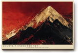 Paul Sinus Wandbild 120x80cm moderner Berg unter rotem Himmel Landschaftskunst Kunstdruck grosses Wandbild 120x80cm dramatische Natur Wanddekoration fuer Wohnzimmer Büro