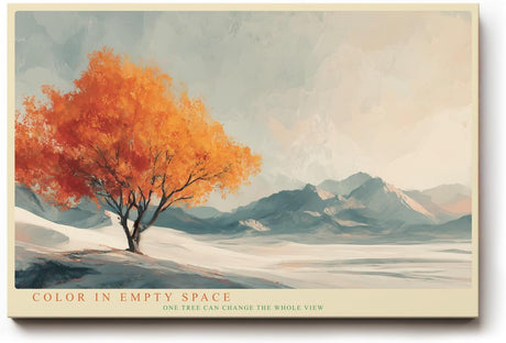 Paul Sinus Wandbild 120x80cm moderner Herbstbaum minimalistische Landschaft Kunst orange Baum Kunstdruck ruhige Natur